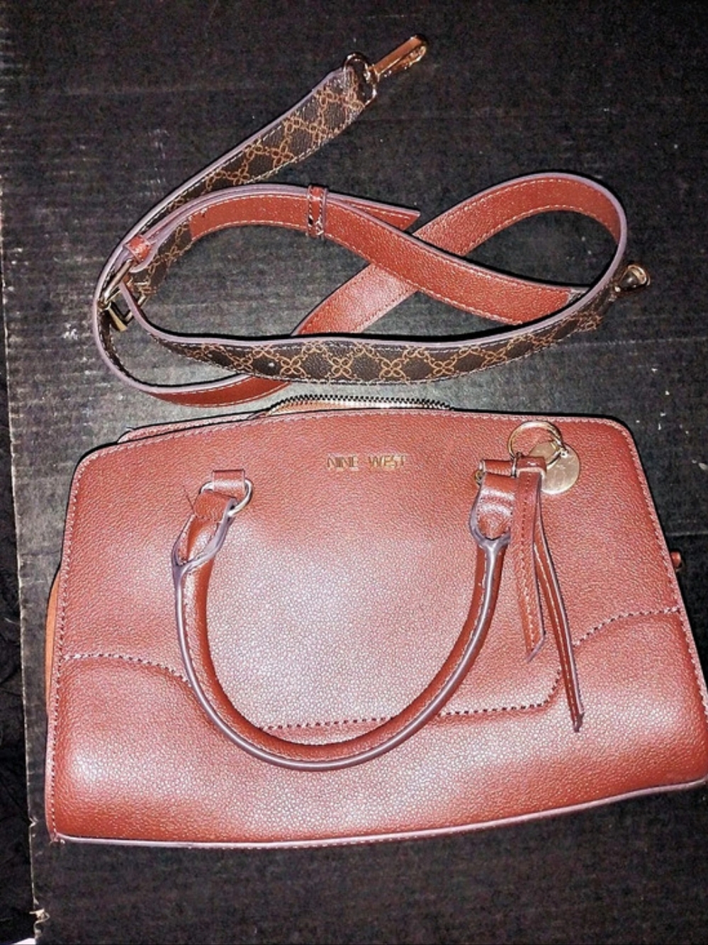 Nine West Brown Shoulder Bag with Crossbody Strap